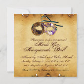 MARDI GRAS仮装マスク上品なパーチメント 招待状 (裏面)