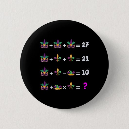 Mardi Gras数学の方程式先生学生Mard 缶バッジ (正面)
