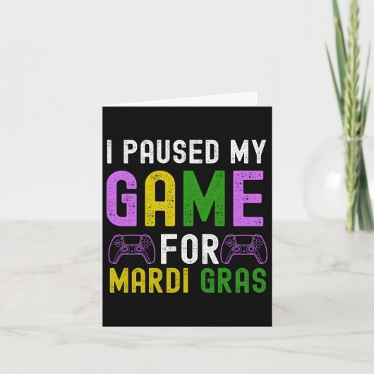 Mardi Gras用の私のゲームを一時停止ビデオゲームマーディGra カード (正面)