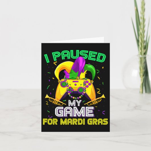 Mardi Gras用の私のゲームを一時停止ビデオゲームマーディGra カード (正面)