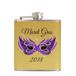 Mardi Gras 2018マスクオン金ゴールド フラスク