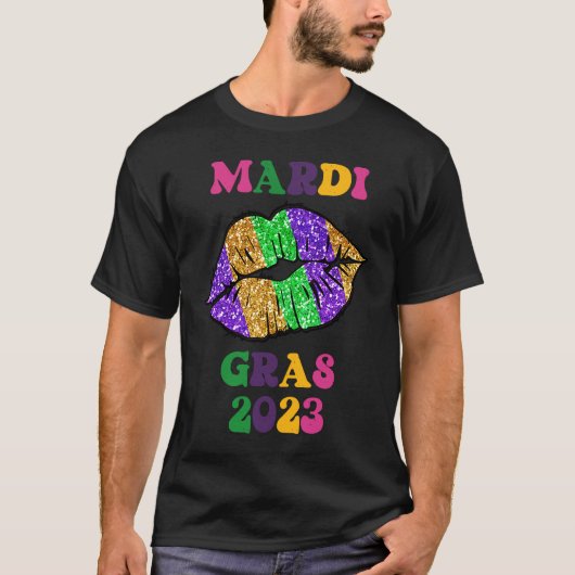 Mardi Gras 2023唇のための女性カーニバル衣装Li Tシャツ (正面)