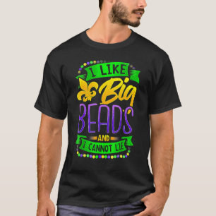Mardi Gras 2023私は大きなビーズが好きで私は李できない Tシャツ