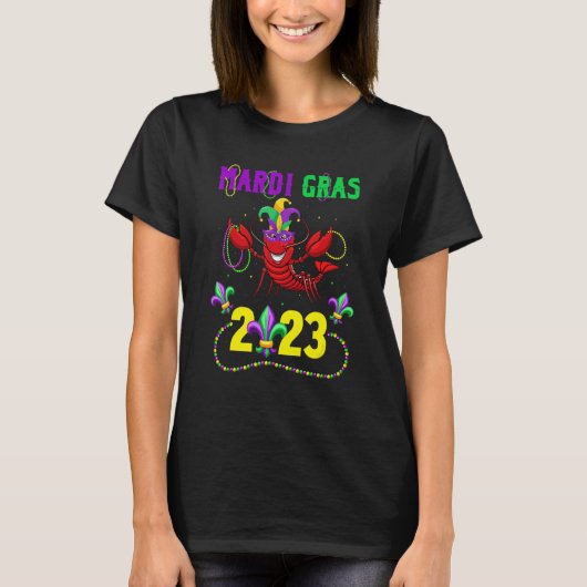 Mardi Gras 2023 Crawfish New Orleans Beads Carniva Tシャツ (正面)