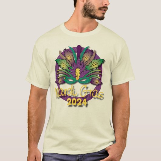 Mardi Gras 2024マスクTシャツ（白） Tシャツ (正面)