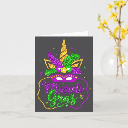 Mardi Gras 2024 Mask Beads New Orlean Party Women  カード (黄色い花)