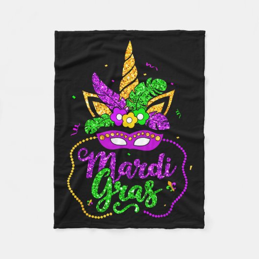 Mardi Gras 2024 Mask Beads New Orlean Party Women  フリースブランケット (正面)