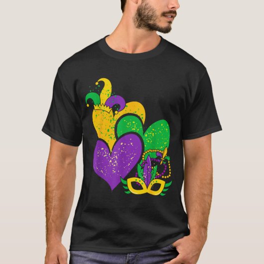 Mardi Gras 2025 Cute Hearts Valentine Women Girl K Tシャツ (正面)