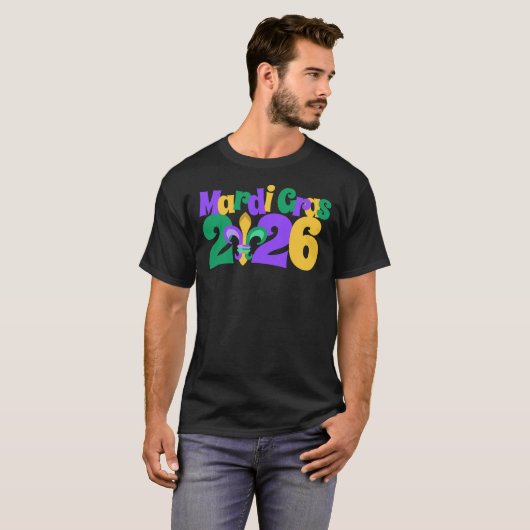 Mardi Gras 2026 fleur-de-lis Tシャツ (正面フル)