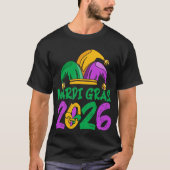 Mardi Gras 2026 Jester Hat Carnival Celebration Tシャツ (正面)
