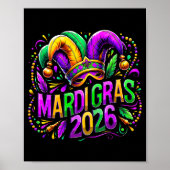 Mardi Gras 2026 Jester Hat Carnival New Orleans Fl ポスター (正面)