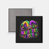 Mardi Gras 2026 Jester Hat Carnival New Orleans Fl マグネット (正面/裏面)