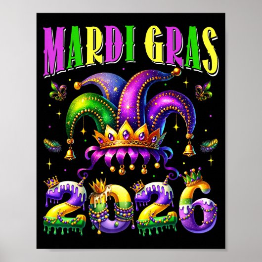 Mardi Gras 2026 Jester Outfit Kids Girls Boys Men ポスター (正面)