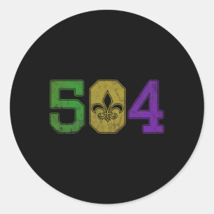 Mardi Gras 504 Tシャツノーラニューオーリンズルイジアナ ラウンドシール