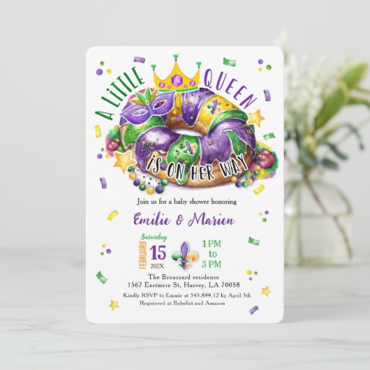 Mardi Gras A little Queen Round Corner Invitation 招待状 (スタンド正面)