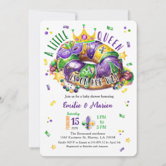 Mardi Gras A little Queen Round Corner Invitation 招待状