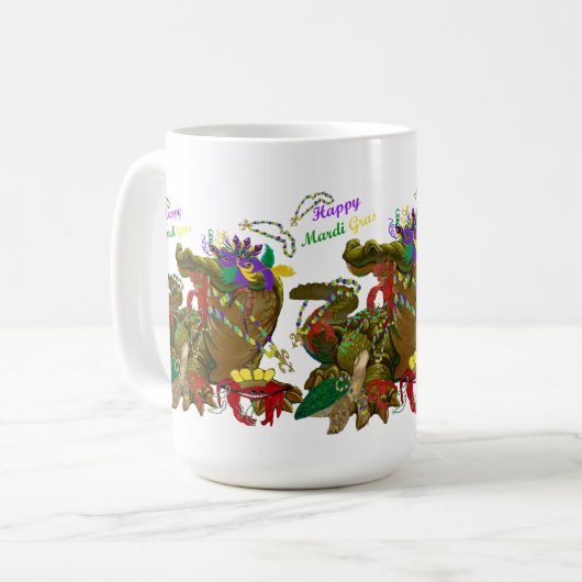 Mardi Gras Alligator コーヒーマグカップ (正面左)
