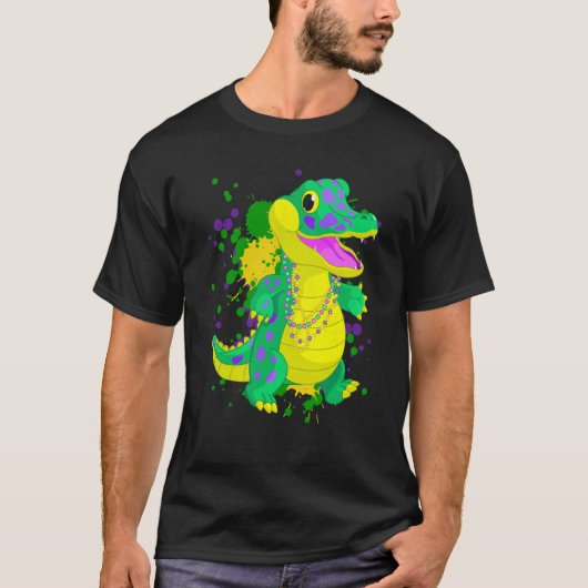 Mardi Gras Alligator Paint Splatter For Men Women  Tシャツ (正面)