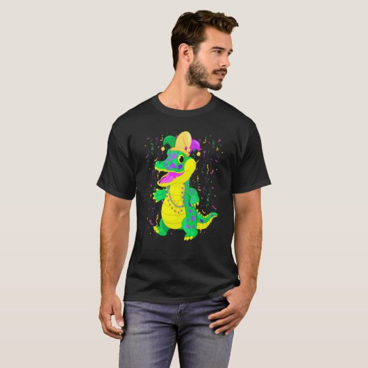 Mardi Gras alligator with Jester Carnival for kids Tシャツ (正面フル)