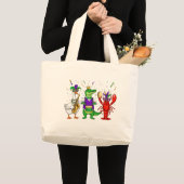 Mardi Gras Animals Tote Bag – Fun Carnival Parade ラージトートバッグ (正面(商品))