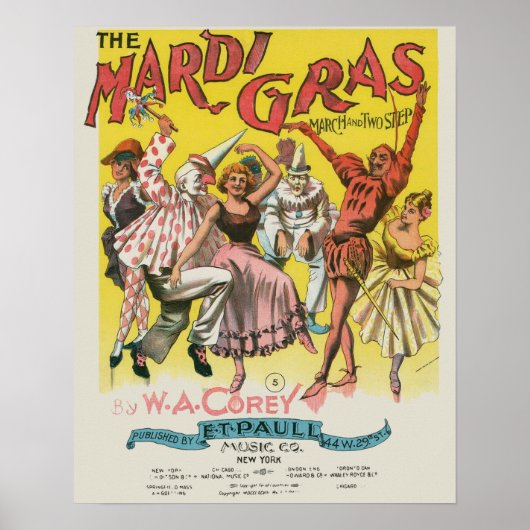 Mardi Gras Antique Yellow Poster ポスター (正面)
