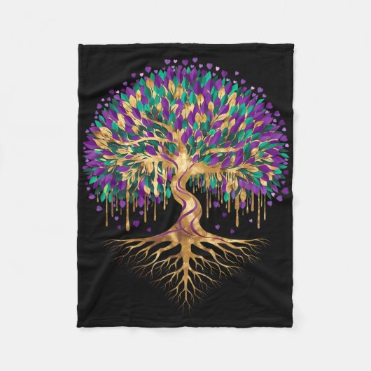 Mardi Gras Bead Tree Carnival New Orleans 2025 Wom フリースブランケット (正面)