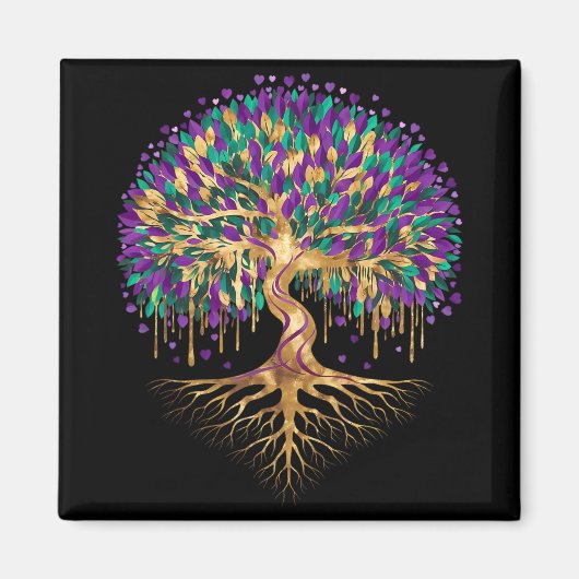 Mardi Gras Bead Tree Carnival New Orleans 2025 Wom マグネット (正面)