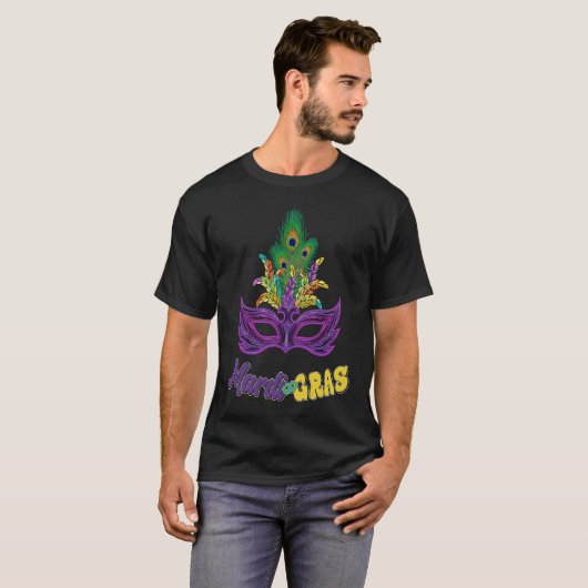 Mardi Gras Beads Mask Feathers Fat Tuesday Mardi G Tシャツ (正面フル)