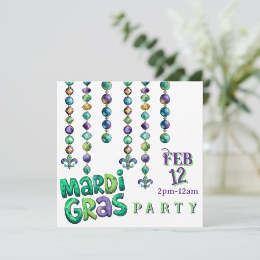 Mardi Gras Beads Party 招待状 (スタンド正面)