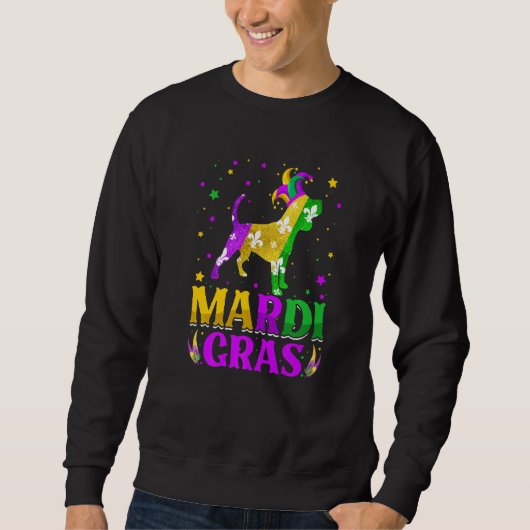 Mardi Gras Beagle Dog Lover Carnival Jester Premiu スウェットシャツ (正面)