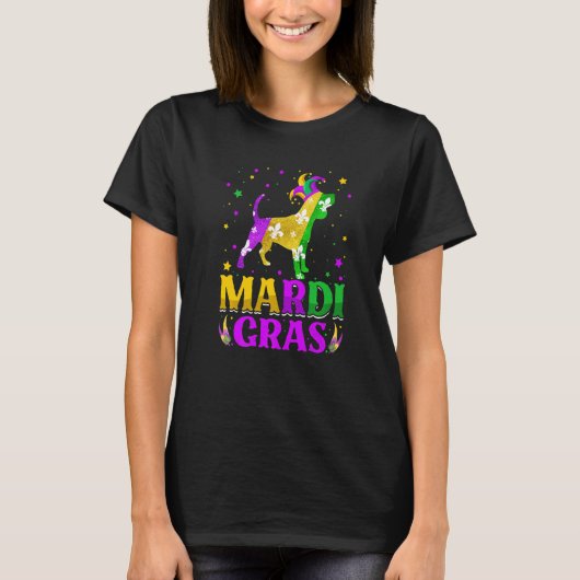 Mardi Gras Beagle Dog Lover Carnival Jester Premiu Tシャツ (正面)