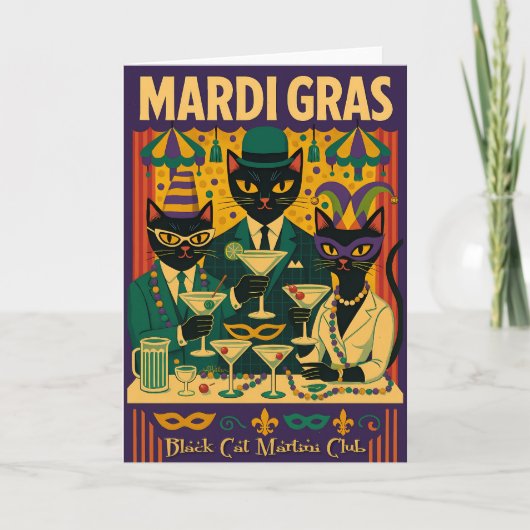 Mardi Gras Black Cat Martini Club Trio カード (正面)