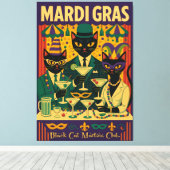 Mardi Gras Black Cat Martini Club Trio キャンバスプリント (インサイチュ (ウッドフロア))