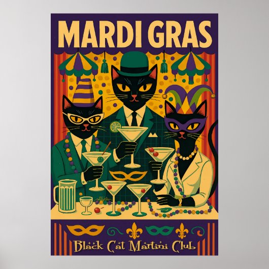 Mardi Gras Black Cat Martini Club Trio ポスター (正面)