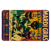 Mardi Gras Black Cat Martini Club Trio マグネット (横)