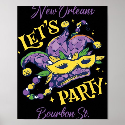 Mardi Gras Bourbon Street New Orleans Souvenir Lou ポスター (正面)
