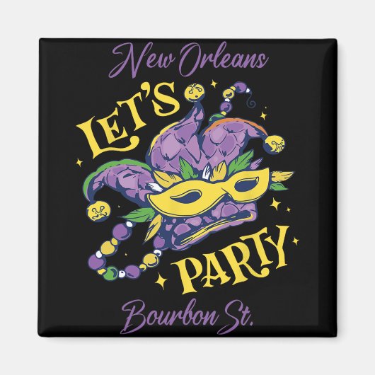 Mardi Gras Bourbon Street New Orleans Souvenir Lou マグネット (正面)