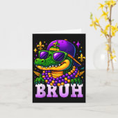 Mardi Gras Bruh Mardigator Alligator Costume Teens カード (黄色い花)