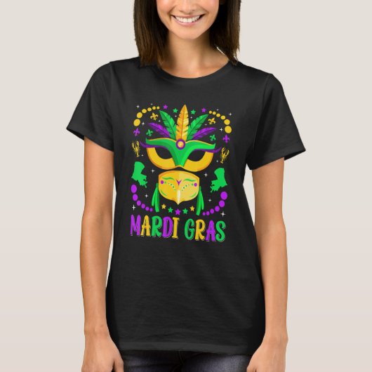 Mardi Gras Carnival Mask Beads Costume Mardi Gras Tシャツ (正面)