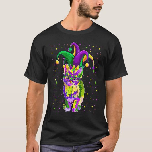 Mardi Gras Cat Mask Funny Carnival Parade Party Ca Tシャツ (正面)