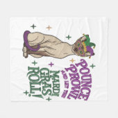 Mardi Gras Cat Pounce Proud Mask Art フリースブランケット (正面(横))