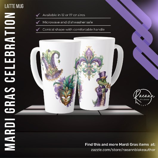  Mardi Gras Celebration Ceramic Latte Mug カフェラテマグ