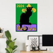 Mardi Gras Chat Noir,日付の編集 ポスター (ホームオフィス)
