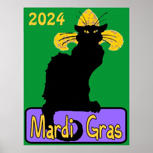 Mardi Gras Chat Noir,日付の編集 ポスター (正面)