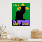 Mardi Gras Chat Noir,日付の編集 ポスター (キッチン)