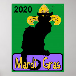 Mardi Gras Chat Noir，日付の編集 ポスター