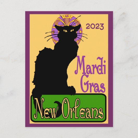 Mardi Gras Chat Noir,追加文字葉書 ポストカード (正面)