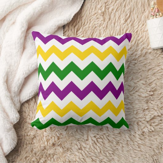 Mardi Gras Chevron Pattern クッション (ブランケット)