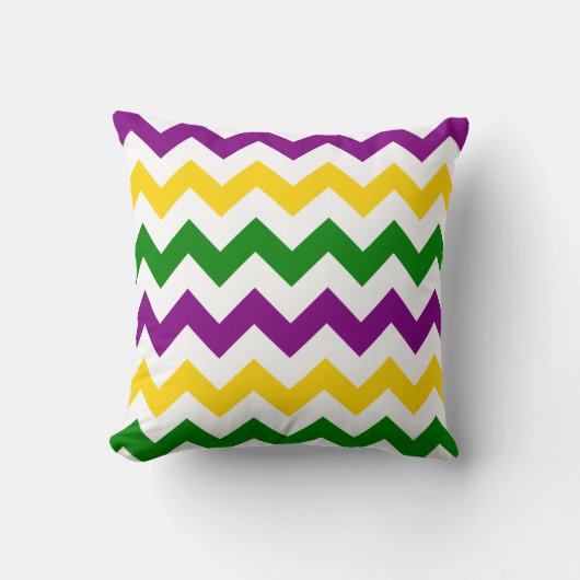 Mardi Gras Chevron Pattern クッション (正面)