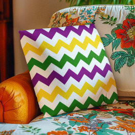 Mardi Gras Chevron Pattern クッション